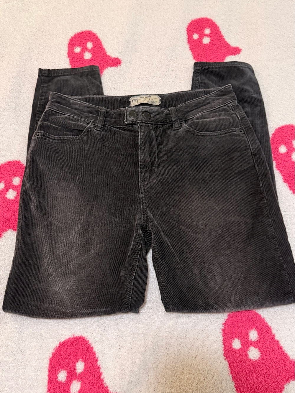 Free People Charcoal Velvet Skinny Jeans - Size 26